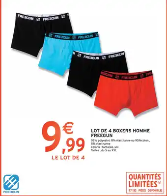 Intermarché FREEGUN LOT DE 4 BOXERS HOMME offre