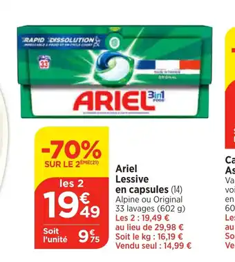 Maximarché Ariel Lessive en capsules offre