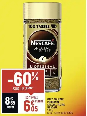 Spar NESCAFÉ CAFÉ SOLUBLE L’ORIGINAL SPÉCIAL FILTRE offre