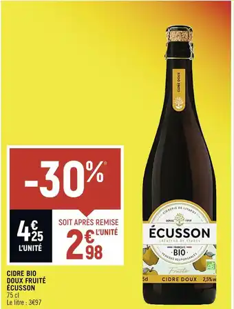 Spar ÉCUSSON CIDRE BIO DOUX FRUITÉ offre