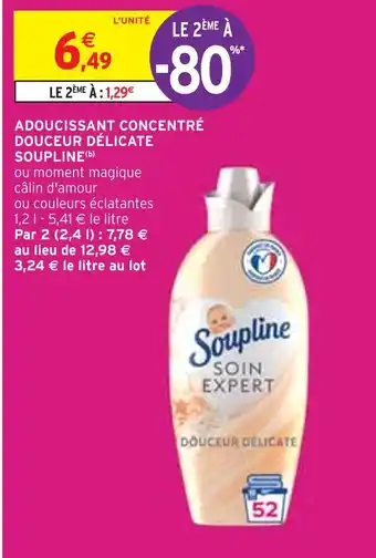 Intermarché SOUPLINE ADOUCISSANT CONCENTRÉ DOUCEUR DÉLICATE (b) offre