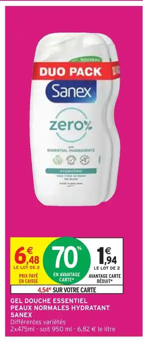 Intermarché SANEX GEL DOUCHE ESSENTIEL PEAUX NORMALES HYDRATANT offre