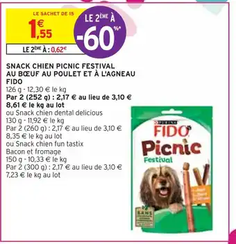 Intermarché FIDO SNACK CHIEN PICNIC FESTIVAL AU BŒUF AU POULET ET À L'AGNEAU offre