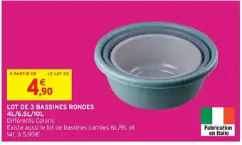 LOT DE 3 BASSINES RONDES 4L/6,5L/10L