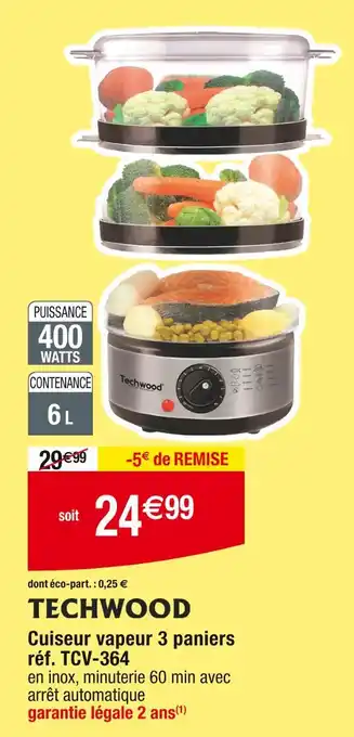 Cora x Carrefour TECHWOOD Cuiseur vapeur 3 paniers offre