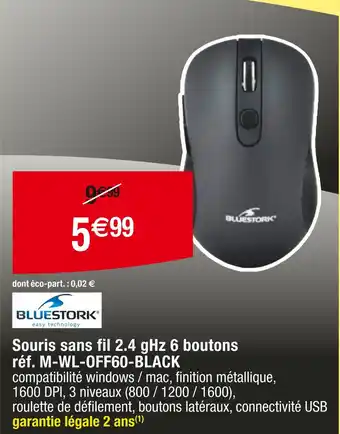 Cora x Carrefour BLUESTORK Souris sans fil 2.4 gHz 6 boutons offre