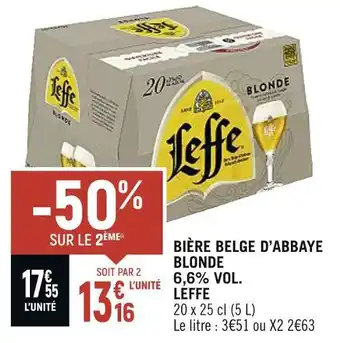 Spar LEFFE BIÈRE BELGE D’ABBAYE BLONDE 6,6% VOL offre