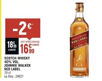 Spar JOHNNIE WALKER RED LABEL SCOTCH WHISKY 40% VOL offre