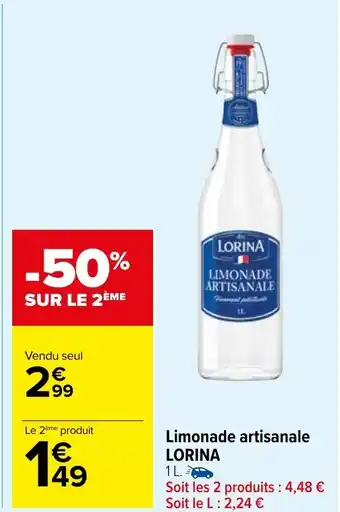 Carrefour Market Limonade artisanale LORINA offre