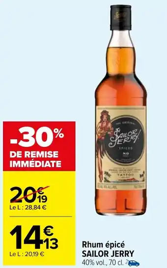 Carrefour Market Rhum épicé SAILOR JERRY offre