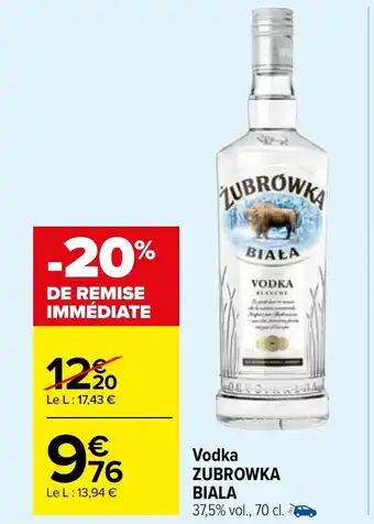 Carrefour Market Vodka ZUBROWKA BIALA 37,5% vol., 70 cl. offre