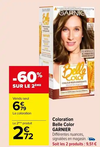 Carrefour Market Coloration Belle Color GARNIER offre