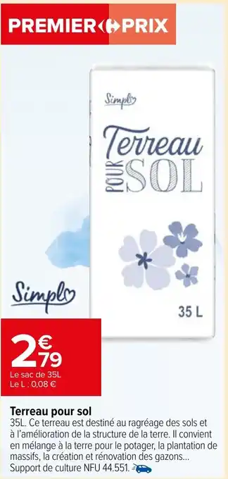 Carrefour Market Terreau pour sol offre