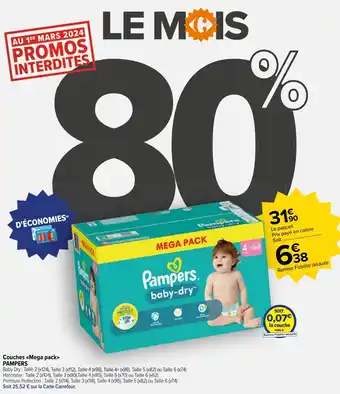 Carrefour Market Couches «Mega pack>> PAMPERS offre
