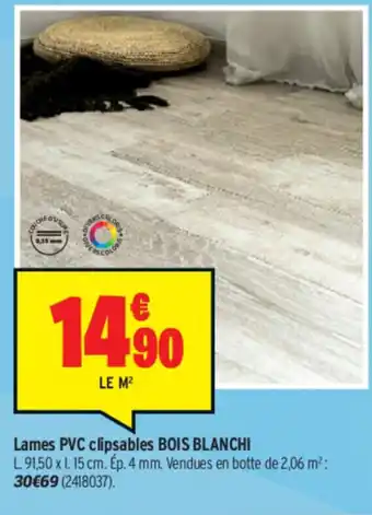 Bricorama Lames PVC clipsables Bois Blanchi offre