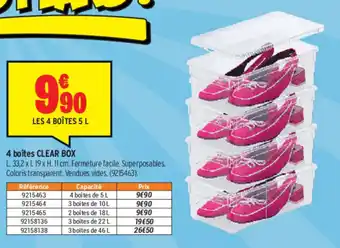 4 boîtes Clear Box