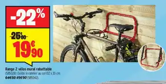 Bricorama Range 2 vélos mural rabattable offre