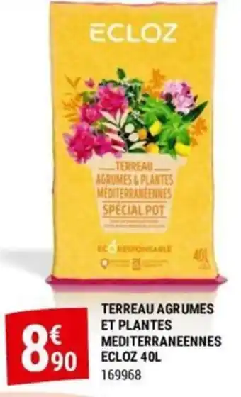 Gamm vert TERREAU AGRUMES ET PLANTES MEDITERRANEENNES ECLOZ 40L offre