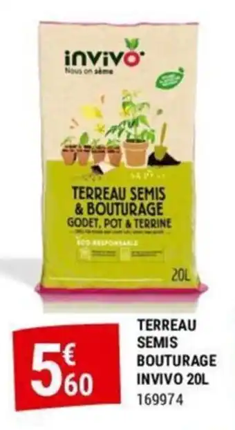 Gamm vert TERREAU SEMIS BOUTURAGE INVIVO 20L offre