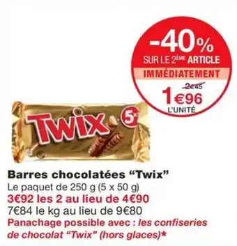 Monoprix Barres chocolatées "Twix" offre