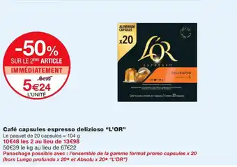 Monoprix Café capsules espresso delizioso "L'OR" offre
