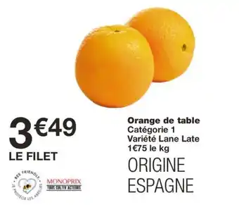 Monoprix Orange de table offre