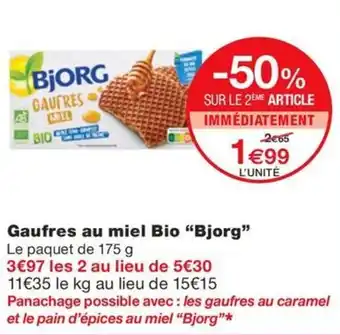 Monoprix Gaufres au miel Bio "Bjorg" offre