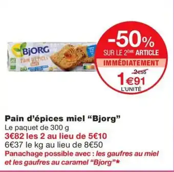 Monoprix Pain d'épices miel "Bjorg" offre