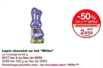 Monoprix Lapin chocolat au lait “Milka” offre