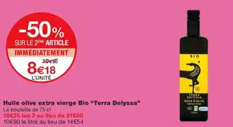 Monoprix Huile olive extra vierge Bio “Terra Delyssa” offre