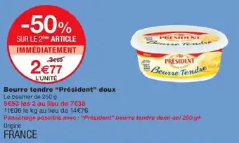 Beurre tendre "Président" doux