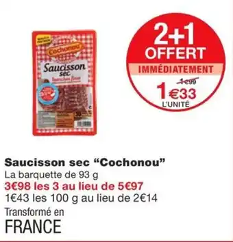 Monoprix Saucisson sec "Cochonou" offre