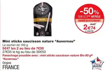Monoprix Mini sticks saucisson nature "Auvernou" offre
