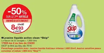 Monoprix ●Lessive liquide active clean "Skip" offre