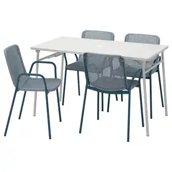 IKEA TorparÖ Table+4 chaises accoud, extérieur, blanc/bleu gris clair, 130 cm offre