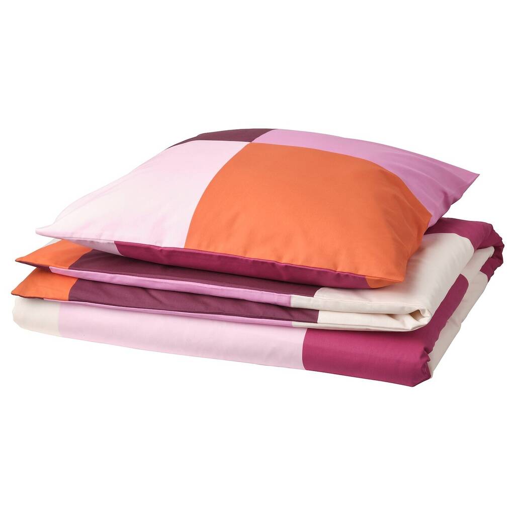 Promo Brunkrissla Housse de couette et 1 taie rose 150x200 65x65 cm chez IKEA