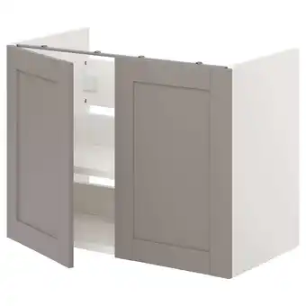 IKEA Enhet Élt bas lab av tabl/ptes, blanc/caisson gris, 80x42x60 cm offre