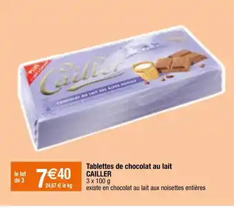 Migros Tablettes de chocolat au lait CAILLER offre