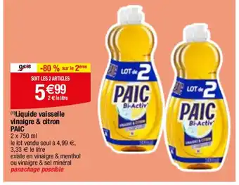 Migros (¹)Liquide vaisselle vinaigre & citron offre