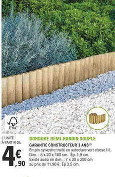 E.Leclerc Jardi Bordure demi rondin souple offre