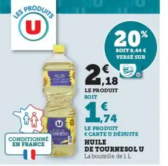 Hyper U HUILE DE TOURNESOL U offre