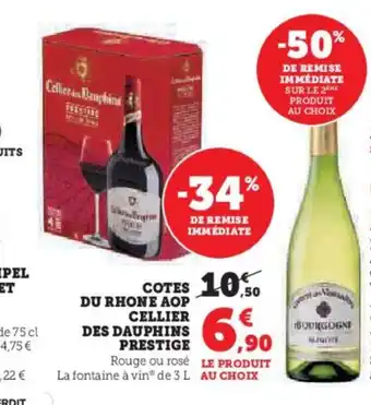 Hyper U COTES DU RHONE AOP CELLIER offre