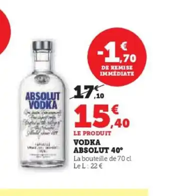 Hyper U VODKA ABSOLUT offre