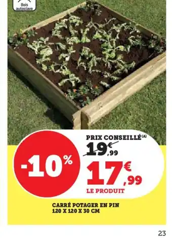 CARRĂ POTAGER EN PIN 120 X 120 X 30 CM