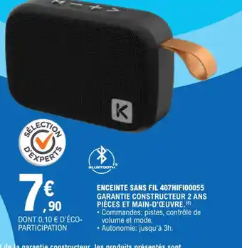 E.Leclerc ENCEINTE SANS FIL 407HIF100055 offre