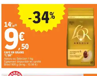 E.Leclerc CAFÉ EN GRAINS "L'OR" offre
