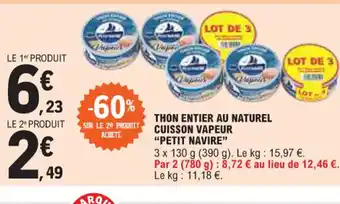 E.Leclerc THON ENTIER AU NATUREL CUISSON VAPEUR offre