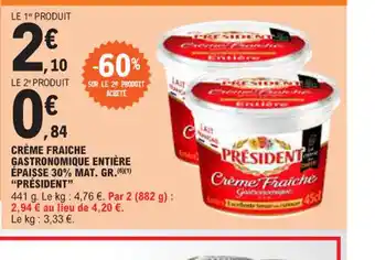 E.Leclerc CRÈME FRAICHE GASTRONOMIQUE ENTIÈRE offre