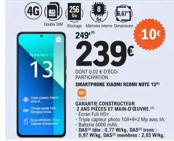 E.Leclerc SMARTPHONE XIAOMI REDMI NOTE 13(5) offre