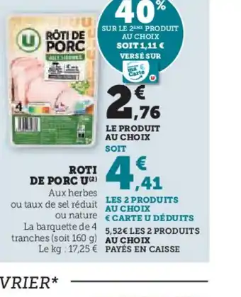 U Express ROTI DE PORC U offre